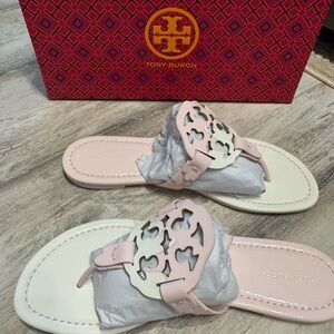 Tory Burch Pink and Cream Sandals
